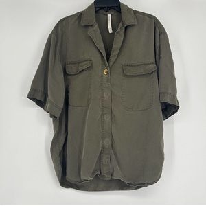 Aritzia Babaton Calipso Button Up Shirt Shacket Olive Green Tencel Size S